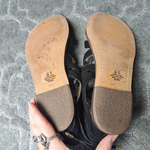 SAM EDELMAN GEMMA BLACK LEATHER GLADIATOR FLATS SANDALS WOMENS SIZE 6.5M - Picture 7 of 9
